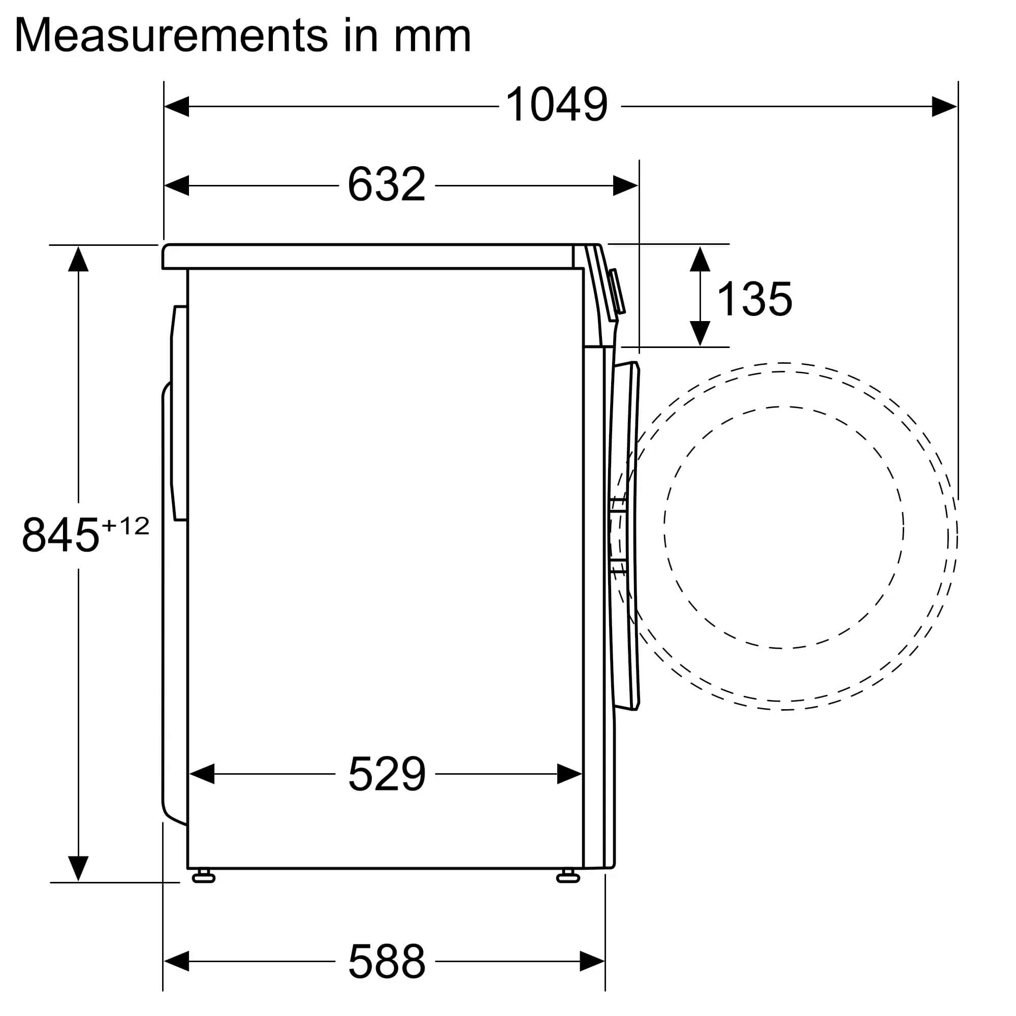 Стиральная машина Bosch WGA24400ME - схема встраивания 1 для Бош WGA24400ME