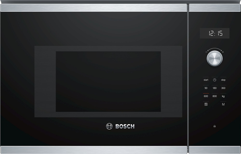 Встраиваемая микроволновая печь Bosch BFL524MS0 нержавеющая сталь, 20 л, 800 Вт, переключатели - сенсор, поворотный механизм