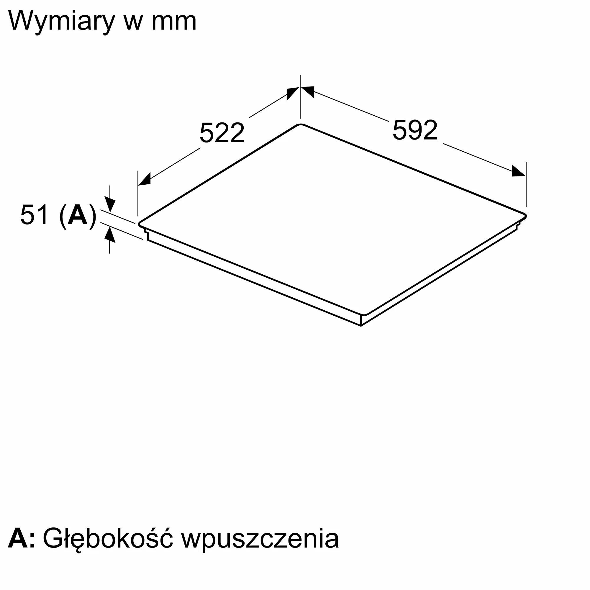 Схема встраивания 1 для варочной панели Bosch PIF631HB1E