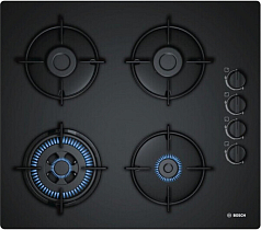 Газовая варочная панель Bosch POH 6B6B10 на 4 конфорки, шириной 59 см, черный