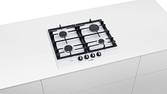 Газовая варочная панель Bosch PCP6A2B95R на 4 конфорки, шириной 58.2 см, белый Газовая варочная панель Bosch PCP6A2B95R на 4 конфорки, шириной 58.2 см, белый