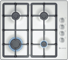 Газовая варочная панель Bosch PBP616B90E на 4 конфорки, шириной 58 см, нержавеющая сталь
