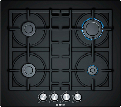 Газовая варочная панель Bosch PNP6B6O96R на 4 конфорки, шириной 59 см, черный Газовая варочная панель Bosch PNP6B6O96R на 4 конфорки, шириной 59 см, черный