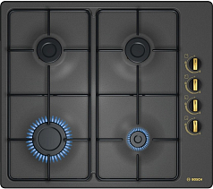 Газовая варочная панель Bosch PBP6B3B80 на 4 конфорки, шириной 58 см, черный