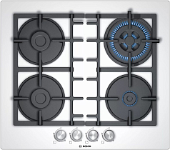 Газовая варочная панель Bosch PNH6B2O90R на 4 конфорки, шириной 59 см, белый Газовая варочная панель Bosch PNH6B2O90R на 4 конфорки, шириной 59 см, белый