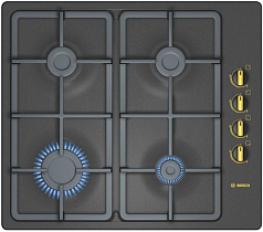 Газовая варочная панель Bosch PBP 613B90E на 4 конфорки, шириной 58 см, черный