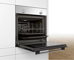 Духовой шкаф Bosch HBF010BR1R , электрический, шириной 59.4 см, нержавеющая сталь, традиционная очистка