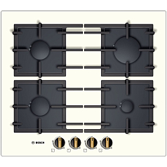 Газовая варочная панель Bosch PPP 611B91E на 4 конфорки, шириной 59 см, жемчужно-белый