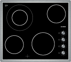Электрическая варочная панель Bosch PKF645C17 на 4 конфорки, шириной 58.3 см, черный Электрическая варочная панель Bosch PKF645C17 на 4 конфорки, шириной 58.3 см, черный