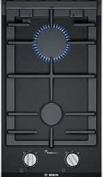 Газовая варочная панель Bosch PRB3A6B70 на 2 конфорки, шириной 30.6 см, черный