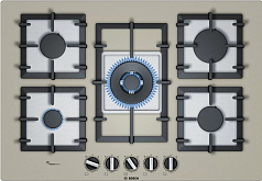 Газовая варочная панель Bosch PPQ7A8B90R на 5 конфорки, шириной 75.2 см, кварц