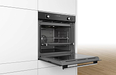 Духовой шкаф Bosch HRG2382S1 , электрический, шириной 59.4 см, черный, EcoClean очистка