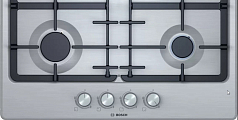 Газовая варочная панель BOSCH PGH6B5O92R на 4 конфорки, шириной 58.2 см, нержавеющая сталь Газовая варочная панель BOSCH PGH6B5O92R на 4 конфорки, шириной 58.2 см, нержавеющая сталь