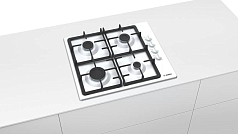Газовая варочная панель Bosch PBP6C2B92R на 4 конфорки, шириной 58 см, белый