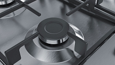 Газовая варочная панель Bosch PGH6B5B60 на 4 конфорки, шириной 58.2 см, нержавеющая сталь