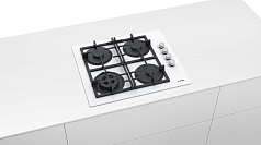 Газовая варочная панель Bosch POH6C2O90R на 4 конфорки, шириной 59 см, белый Газовая варочная панель Bosch POH6C2O90R на 4 конфорки, шириной 59 см, белый