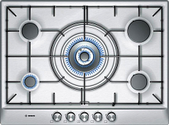 Газовая варочная панель Bosch PCQ 715 B80E на 5 конфорки, шириной 70 см, нержавеющая сталь
