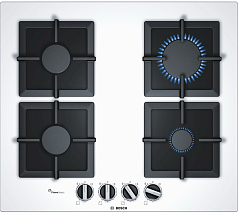 Газовая варочная панель Bosch PPP6A2B20 на 4 конфорки, шириной 59 см, белый