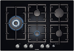 Газовая варочная панель Bosch PPS 816M91E на 5 конфорки, шириной 75.2 см, черный Газовая варочная панель Bosch PPS 816M91E на 5 конфорки, шириной 75.2 см, черный