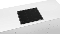 Индукционная варочная панель Bosch PWP64RBB6E на 4 конфорки, шириной 58.3 см, черный Индукционная варочная панель Bosch PWP64RBB6E на 4 конфорки, шириной 58.3 см, черный