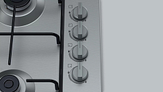 Газовая варочная панель Bosch PBP6C5B82O на 4 конфорки, шириной 58 см, нержавеющая сталь
