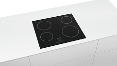 Электрическая варочная панель Bosch PKE611B17E на 4 конфорки, шириной 59.2 см, черный Электрическая варочная панель Bosch PKE611B17E на 4 конфорки, шириной 59.2 см, черный