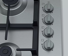 Газовая варочная панель Bosch PBP6C5B92L на 4 конфорки, шириной 58 см, нержавеющая сталь