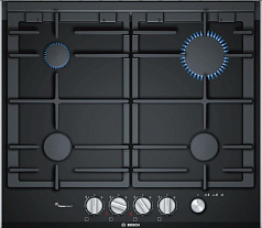 Газовая варочная панель Bosch PRP6A6N70R на 4 конфорки, шириной 60.6 см, черный