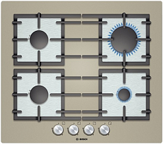 Газовая варочная панель Bosch PPP 618B91E на 4 конфорки, шириной 59 см, кварц