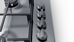 Газовая варочная панель Bosch PBP 6C5B90 на 4 конфорки, шириной 58 см, нержавеющая сталь