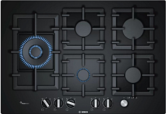 Газовая варочная панель Bosch PPS7A6M90R на 5 конфорки, шириной 75.2 см, черный Газовая варочная панель Bosch PPS7A6M90R на 5 конфорки, шириной 75.2 см, черный