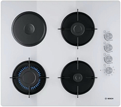 Газовая варочная панель Bosch POY6B2O10Q на 4 конфорки, шириной 59 см, белый
