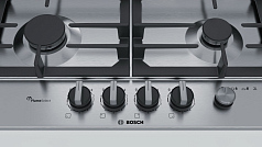 Газовая варочная панель Bosch PCP6A5M90 на 4 конфорки, шириной 58.2 см, нержавеющая сталь