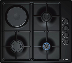 Газовая варочная панель Bosch PBY6C6B80O на 4 конфорки, шириной 58 см, черный Газовая варочная панель Bosch PBY6C6B80O на 4 конфорки, шириной 58 см, черный