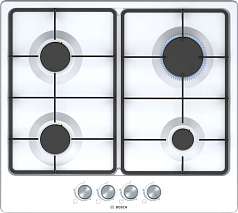 Газовая варочная панель Bosch PGP6B2O62R на 4 конфорки, шириной 58.2 см, белый Газовая варочная панель Bosch PGP6B2O62R на 4 конфорки, шириной 58.2 см, белый