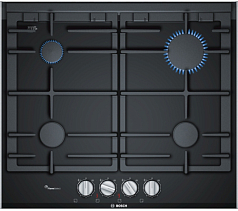 Газовая варочная панель Bosch PRP6A6D70R на 4 конфорки, шириной 60.6 см, черный