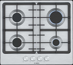 Газовая варочная панель Bosch PGP6B5O93R на 4 конфорки, шириной 58.2 см, нержавеющая сталь Газовая варочная панель Bosch PGP6B5O93R на 4 конфорки, шириной 58.2 см, нержавеющая сталь