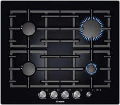 Газовая варочная панель Bosch PPP 616 M91E на 4 конфорки, шириной 59 см, черный Газовая варочная панель Bosch PPP 616 M91E на 4 конфорки, шириной 59 см, черный