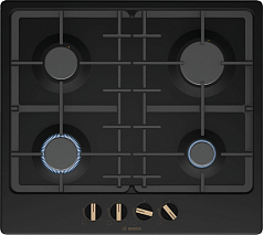 Газовая варочная панель Bosch PGP6B3B92R на 4 конфорки, шириной 58.2 см, черный Газовая варочная панель Bosch PGP6B3B92R на 4 конфорки, шириной 58.2 см, черный