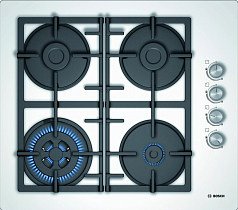 Газовая варочная панель Bosch POH6C2O90R на 4 конфорки, шириной 59 см, белый Газовая варочная панель Bosch POH6C2O90R на 4 конфорки, шириной 59 см, белый
