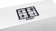 Газовая варочная панель Bosch PCP6A2B90R на 4 конфорки, шириной 58.2 см, белый Газовая варочная панель Bosch PCP6A2B90R на 4 конфорки, шириной 58.2 см, белый