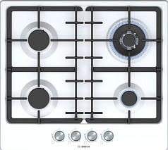 Газовая варочная панель Bosch PGH6B2O93R на 4 конфорки, шириной 58.2 см, белый