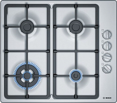 Газовая варочная панель Bosch PBH6C5B90R на 4 конфорки, шириной 58 см, нержавеющая сталь