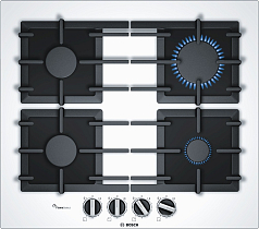 Газовая варочная панель Bosch PPP6A2B90R на 4 конфорки, шириной 59 см, белый