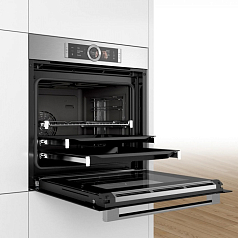 Духовой шкаф Bosch HSG656XS1 , электрический, шириной 59.4 см, нержавеющая сталь, EcoClean очистка